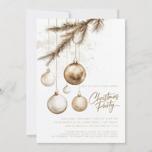 Minimale elegante goldene Ornamente Christbaumkuge Einladung