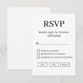 Minimale elegante Hochzeits-RSVP-Karte RSVP Karte