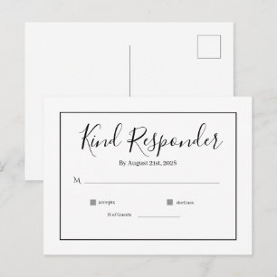 Minimale elegante Hochzeits-RSVP-Postkarte Postkarte