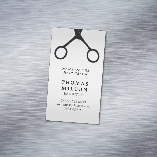 Minimale Elegante Imitat Silberschwarze Haare Styl Magnetische Visitenkarte (Beispiel)