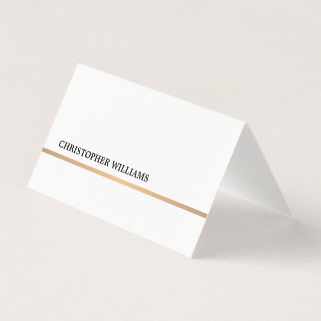 Minimale Elegante Imitate Goldlinie geklappte Busi Visitenkarten (Vorderseite)