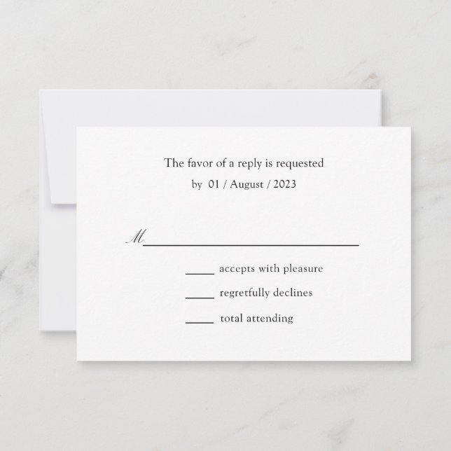 Minimale elegante islamische Hochzeit RSVP Karte (Rückseite)