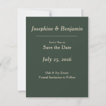 Minimale elegante Jägergrüne Save-the-Date-Karte