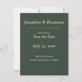 Minimale elegante Jägergrüne Save-the-Date-Karte Save The Date