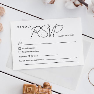 Minimale elegante Kalligrafie-Hochzeits-RSVP-Karte RSVP Karte