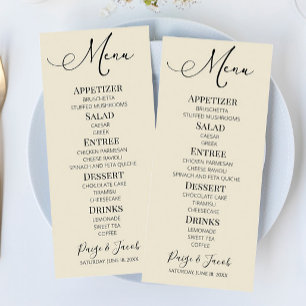 Minimale elegante klassische Hochzeits-Speisekarte Menükarte