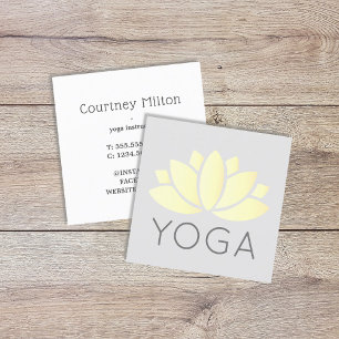 Minimale Elegante Lido Lotus Icon Grau Yoga Quadratische Visitenkarte
