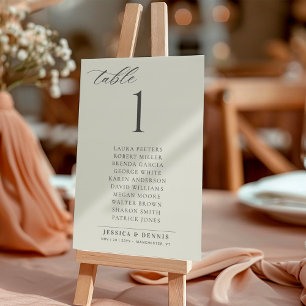 Minimale elegante Schrift Hochzeitstisch Sitzkarte Einladung