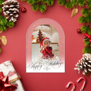 Minimale elegante Schrift Weihnachtskarte Arch Fot Acryleinladungen