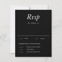 Minimale elegante schwarze Hochzeits-RSVP-Karte
