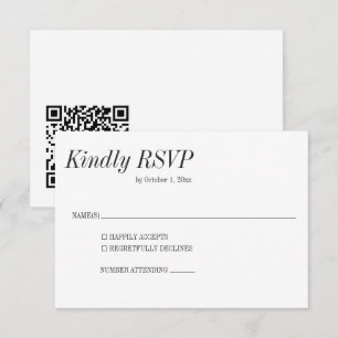 Minimale elegante schwarze weiße klassische Hochze RSVP Karte