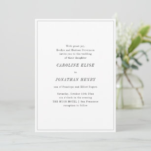 Minimale elegante schwarze weiße Serif klassische  Einladung