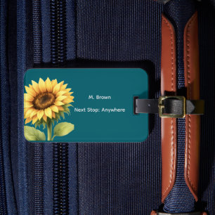 Minimale elegante tealfarbene Sonnenblume moderne Gepäckanhänger