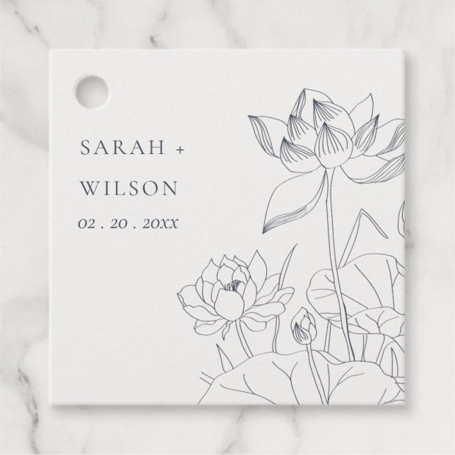 Minimale Elegante Wasserlilie Blumenkitzel Hochzei Geschenkanhänger (Vorderseite)
