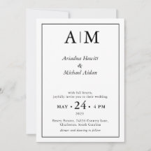 Minimale elegante weiße Hochzeits-Einladungskarte
