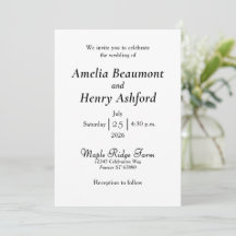 Minimale elegante weiße Hochzeitseinladung