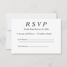 Minimale elegante weiße RSVP