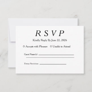 Minimale elegante weiße RSVP Karte