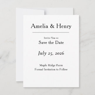 Minimale elegante weiße Save-the-Date-Karte Save The Date