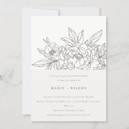 Minimale Eleganza Brawn Floral Sketch Verlobung Einladung