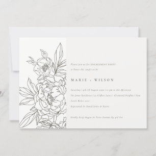 Minimale Eleganza Brawn Floral Sketch Verlobung Einladung