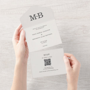 Minimale Elopement All-in-One Hochzeitseinladung All In One Einladung
