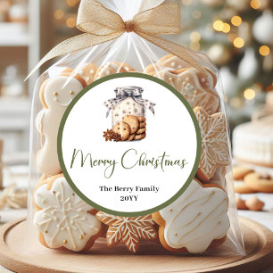 Minimale erdige Weihnachtsfamilien-Name-Sticker-Si Runder Aufkleber