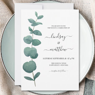 Minimale Eukalyptus-Hochzeit Einladung
