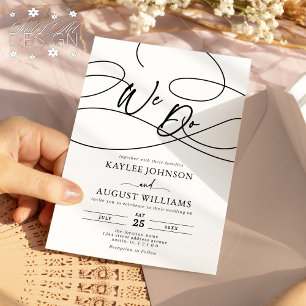 Minimale Extravagante Script "We Do" Kalligraphie Einladung