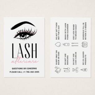 Minimale Eyelash-Erweiterungen Lash Aftercare Card