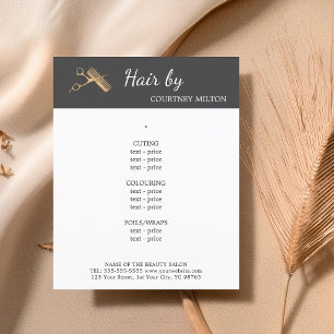 Minimale falsche Gold-Schere-Kamm-Friseur-Speiseka Flyer