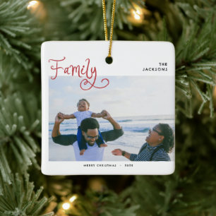 Minimale Familie Foto Whimsical Frohe Weihnachten Keramikornament