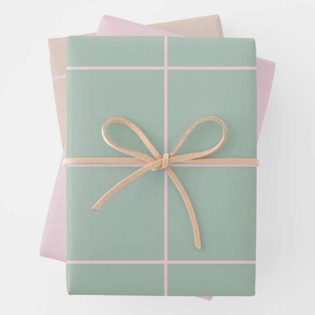 Minimale Farb-Gitter-Prüfstruktur Geschenkpapier Set (Beispiel)