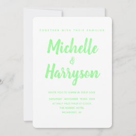 Minimale Farbe | Neon Green | Einladung zur Hochze