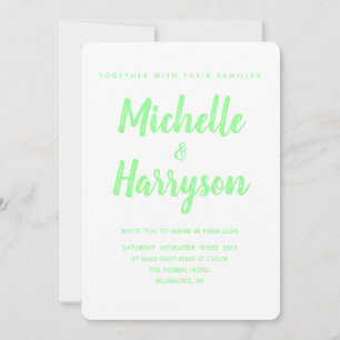 Minimale Farbe   Neon Green   Einladung zur Hochze