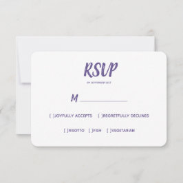 Minimale Farbe Ultraviolett Hochzeit RSVP Mahlzeit Karte