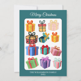 Minimale farbenfrohe Geschenke-Feiertagskarte Feiertagskarte