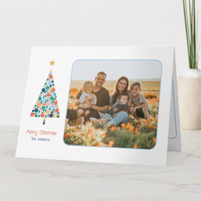 Minimale farbenfrohe Weihnachtsbaumkarte Karte (Vorderseite)