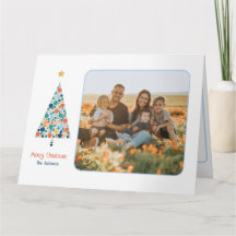 Minimale farbenfrohe Weihnachtsbaumkarte