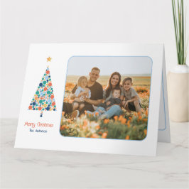 Minimale farbenfrohe Weihnachtsbaumkarte Karte