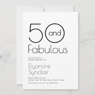 Minimale Fifty and Fabulous 50. Geburtstagsfeier Einladung
