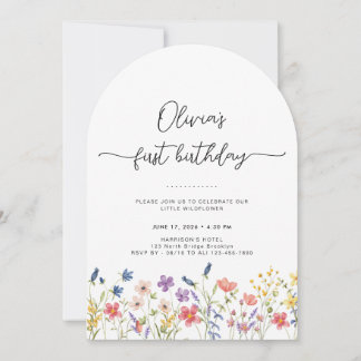 Minimale florale Einladung zum ersten Geburtstag i