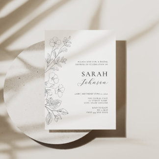 Minimale Florale Hochzeitsdusche-Einladung Einladung