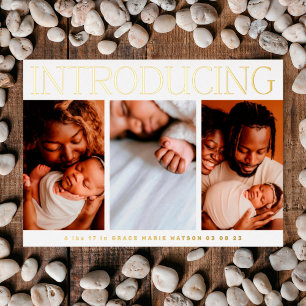 minimale Folien-Fotocollage-Baby-Geburtsanzeige Folieneinladung