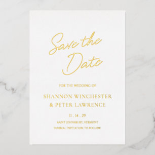 Minimale formale Hochzeitskarte Save the Date Folieneinladung