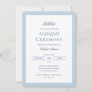 Minimale formelle Baby Boy Blue Rahmen Aqiqah Zere Einladung