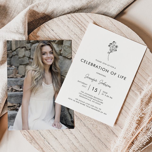 Minimale Foto-Feier der Lebensbeerdigung Einladung (Von Creator hochgeladen)