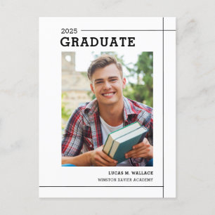 Minimale Foto Graduation Party für moderne Schreib Einladungspostkarte