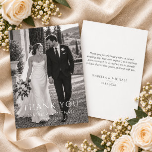 Minimale Foto-Hochzeit Dankeskarte