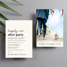 Minimale Foto Hochzeit Empfang Creme Einladung